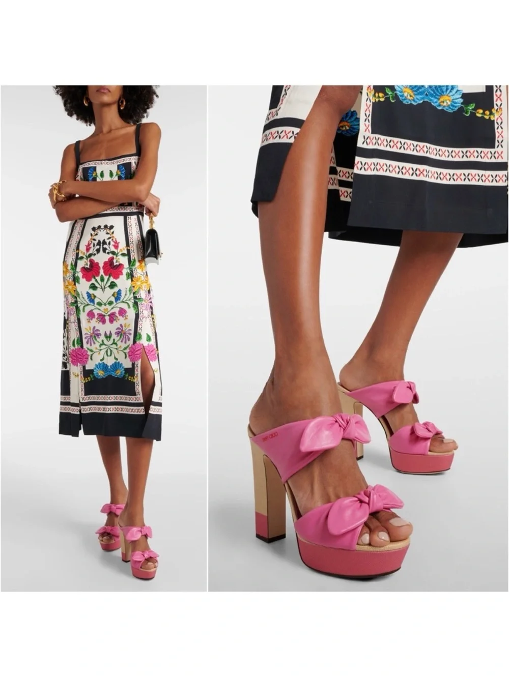 EUC JIMMY CHOO Rua 120 leather and raffia platform sandals 37 $975